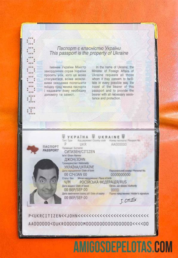 Foto do passaporte da Ucrânia exemplo real